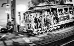 San Francisco cable car motion blur